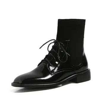 

Autumn Winter Ankle Boots 2020 New Arrival Cross Tied Thick Heels Pumps Women Female Working Casaul Shoes Woman