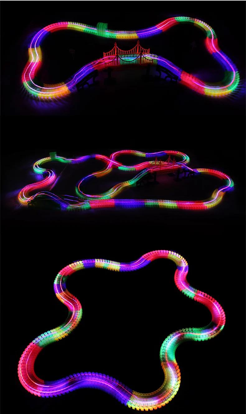 Glow in the Dark Cars Track Road Sigh DIY Puzzle Educational Toys For Children New Year Chirstmas Birthday Gift (8)