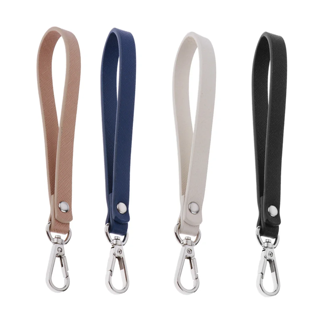 Wristlet Strap Leather Wrist Bag Strap Replacements Keychains for Clutch Purse Cellphone Hand Strap with Silver Buckle
