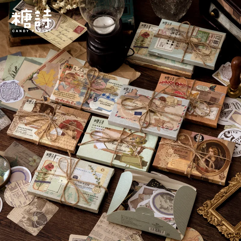 60pcs/1lot Kawaii Stationery Stickers Retro Memory Room Series Junk Journal Diary Decorative Mobile Scrapbooking DIY | Канцтовары для