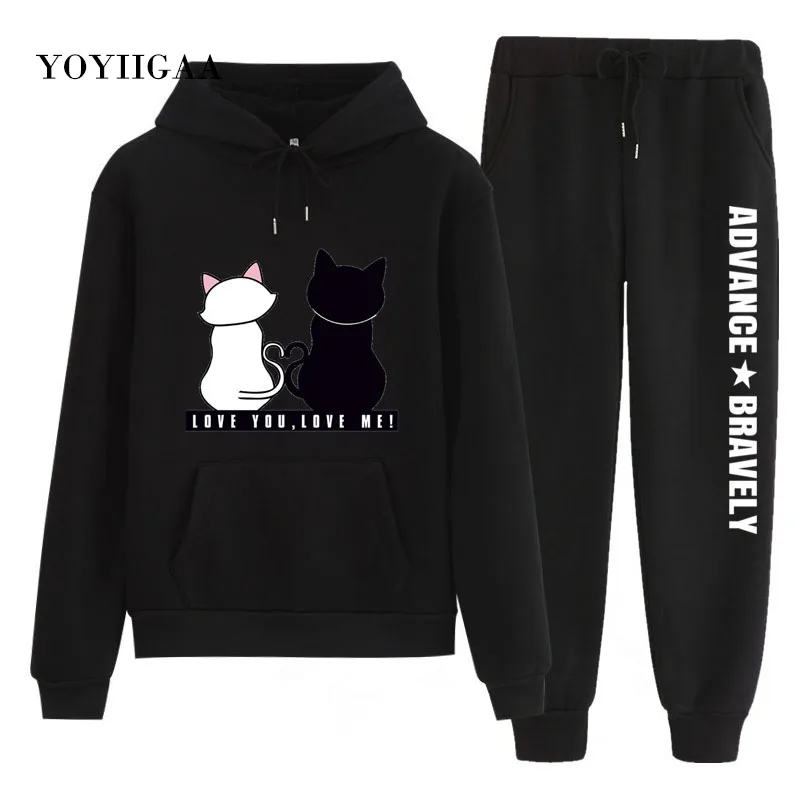 Casual 2 Piece Set Tracksuit Women Hoodies 2020 Autumn Winter Printed Tracksuits Women's Pullover Tops Thicken Warm Sport Suit8978 (3)