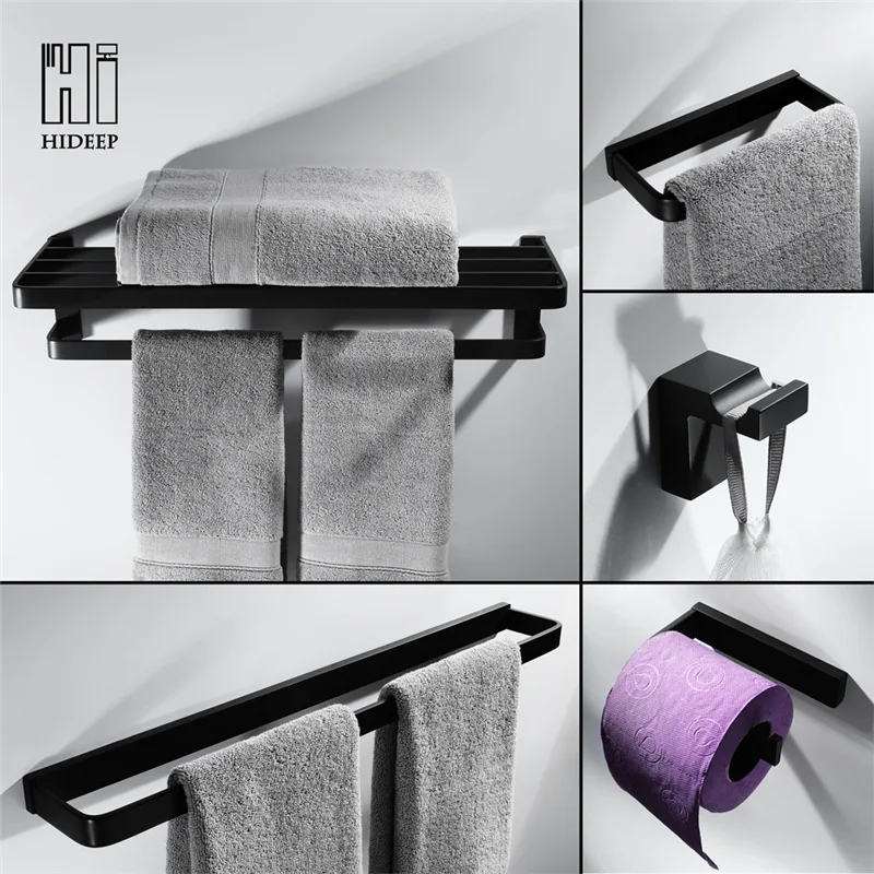 

Hideep Black And White with Pattern Pendant Five-Piece Copper Black And White with Pattern Flat-Towel Rack Towel Ring Bathroom P