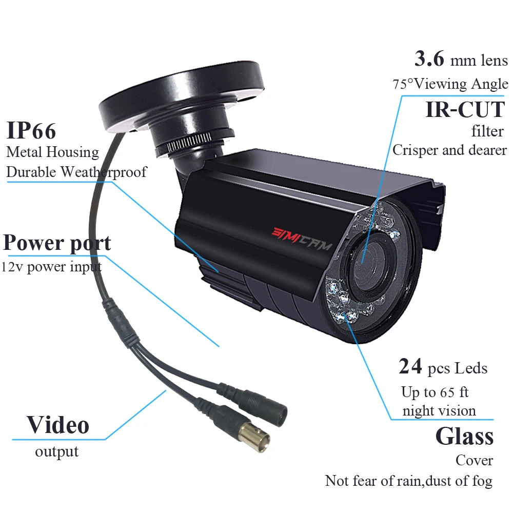 HD 720p/1080p AHD аналоговая камера наблюдения ночного видения DVR ccd для наружного