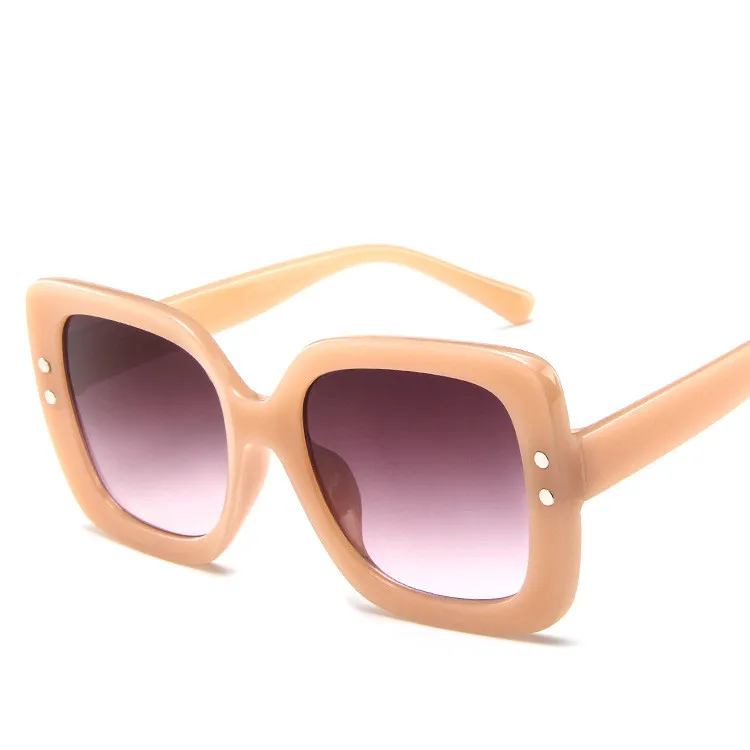 Роскошные квадратные солнцезащитные очки для женщин, фирменный дизайн, летние оттенки черного цвета, винтажные негабаритные солнцезащитные очки для женщин, женские солнцезащитные очки - Цвет линз: Розовый