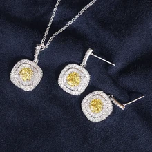 ZAKOL Classic White Color Square Shape Zirconia Crystal Earrings Necklace Set For Women Trendy Bridal Wedding Jewelry FSSP262