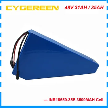 

2000W 48V 35AH triangle battery 48V lithium Electric bike battery 31AH with Free bag use samsung 18650 cell 50A BMS 5A Charger