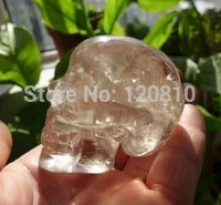 

008 Natural Polished Clear Smoke Quartz Crystal Skull healing