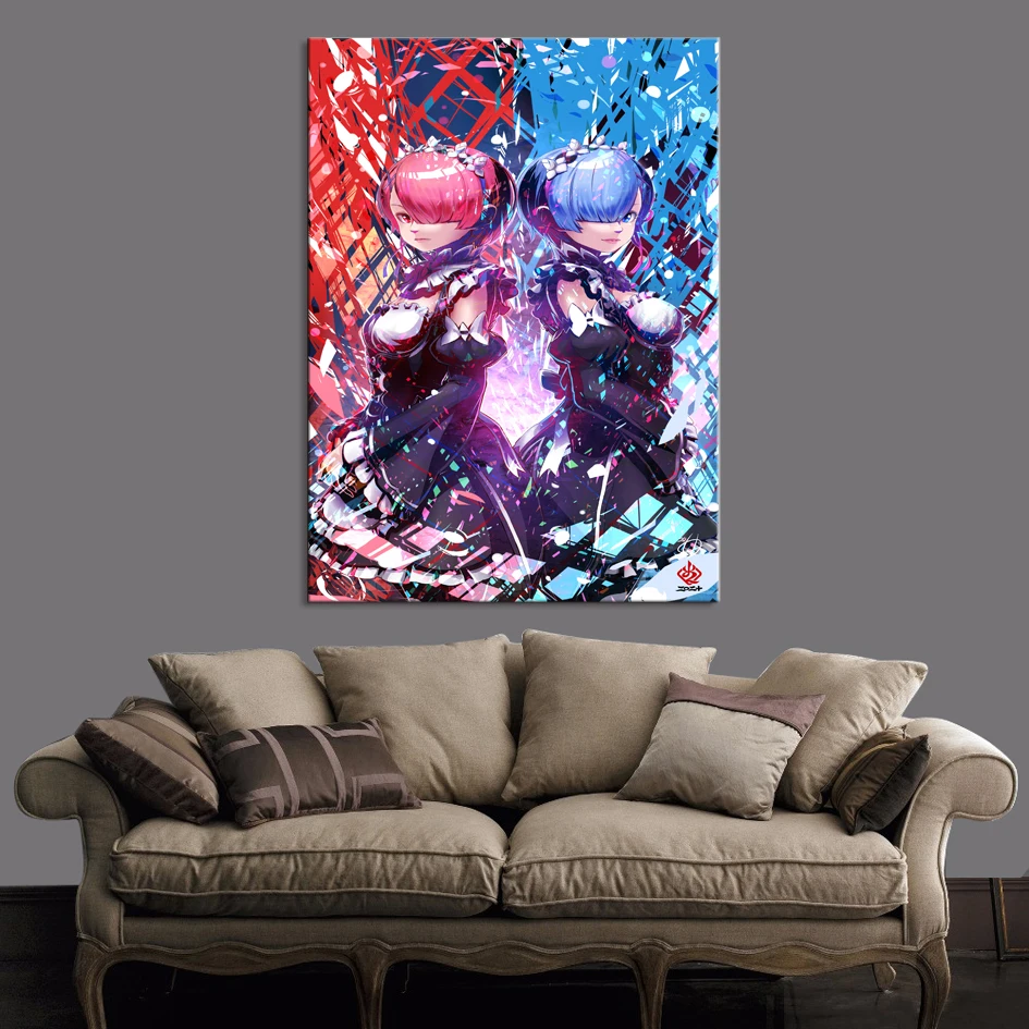 Japan Anime Rem Hermanas 5D DIY Embroidery Diamond Picture Home Decor Painting Full Round Drill Handmade Cross Stitch Wall Art | Дом и сад