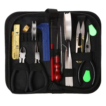 

21 Pcs DIY Jewelry Tool Sets Including Plier Jump Ring Opener Crochet Hook Needl Scissor Bead Awl Vernier Caliper File for Jewel