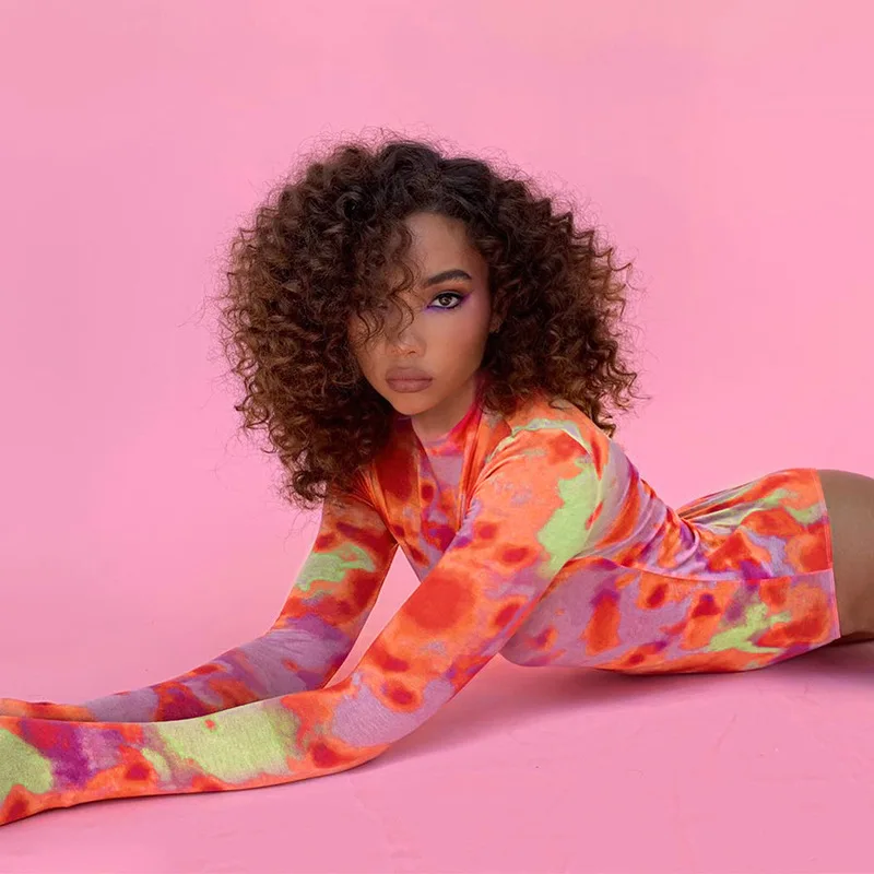 IDress Tie dye Sexy Women Sheer Mesh Bodysuit One Piece Jumpsuit Overalls for Women Combinaison Femme Body Feminino Macacao (10)