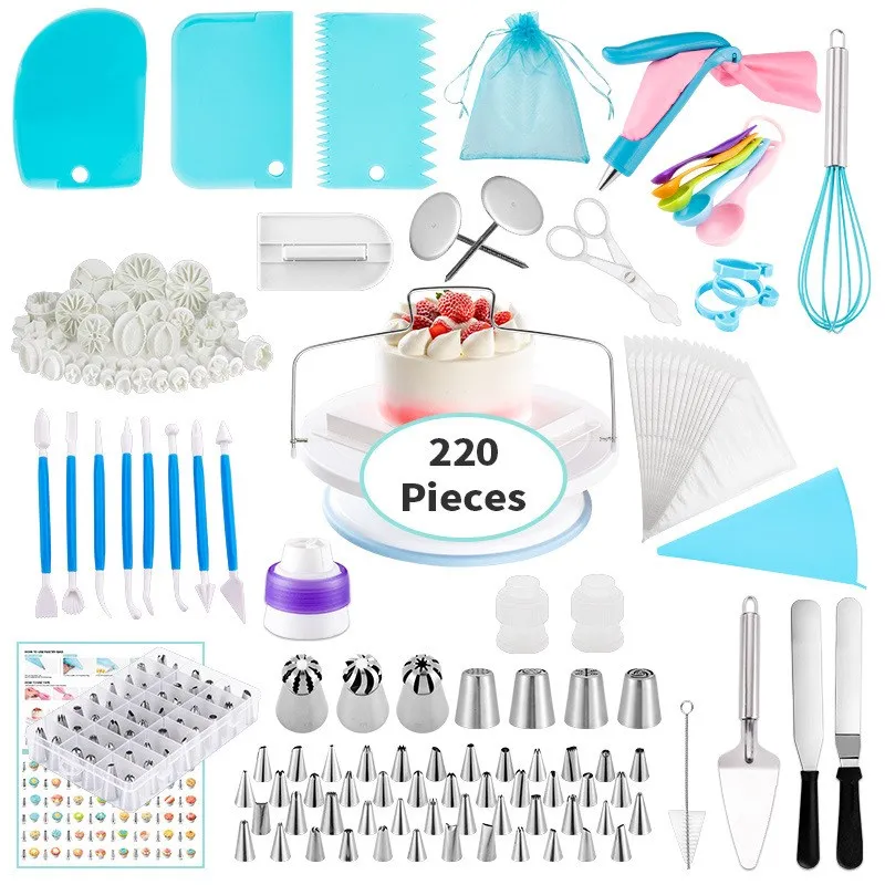 

220 pieces/set Reusable DIY icing pipe cream pipe nozzle kit cake shop cream nozzle cake decorating tool baking tool