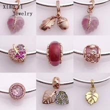 XIAOYI ювелирное изделие, S925 1:1, волшебный лес, розовое золото и розовая глазурь, лиственный лист, ювелирное изделие, темперамент, подарок подруге