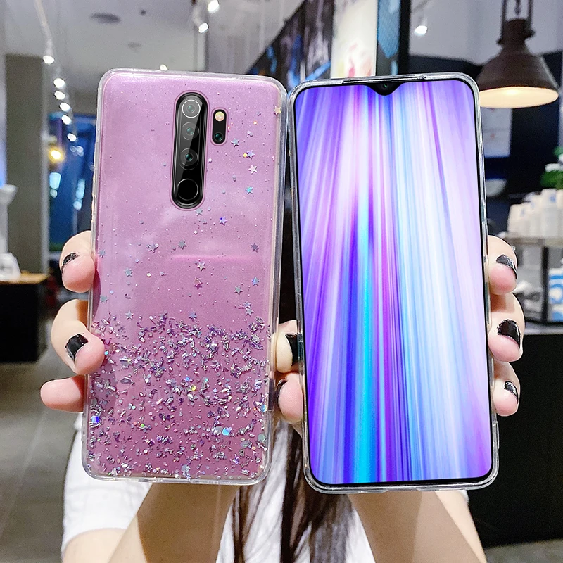 Ultra-thin Cute Bling Glitter Silicone Phone Case For Xiaomi Redmi Note 13 12 11 10 9 S 8 Mi 14 T Pro Luxury Stars Sequins Cover - Image 3