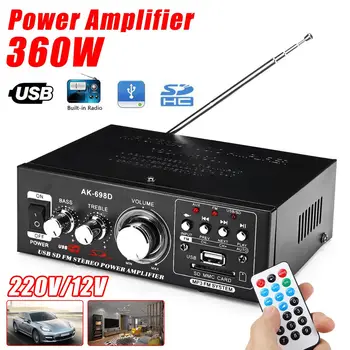 

12V/220V 360W 2CH Car Home Power Amplifier Audio HIFI Digital Theater Sound System FM Stereo Radio Mini Amplifiers