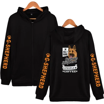 

German Shepherd Streetwear Zipper Hooded Sweatshirt 2019 New Printed Harajuku Cute Dogs Casual Hoodies Zipper Sweatshirt