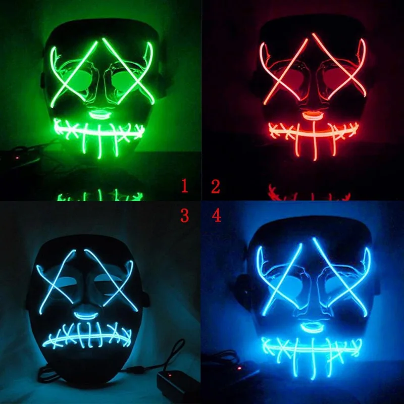 Маска на Хэллоуин СВЕТОДИОДНЫЙ маски с подсветкой Костюмные принадлежности для фестиваля Маскарад косплей вечерние представления светится в темноте