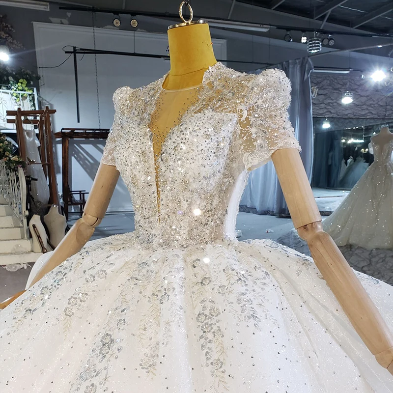 HTL2243 simple luxury wedding dress 2021 expensive bridal plus size ball gown wedding dresses robe de mariée grande taille 5