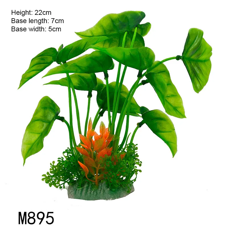 Vibrant Underwater Landscape Decoration - Green & Purple Aquatic Plants and Flowers