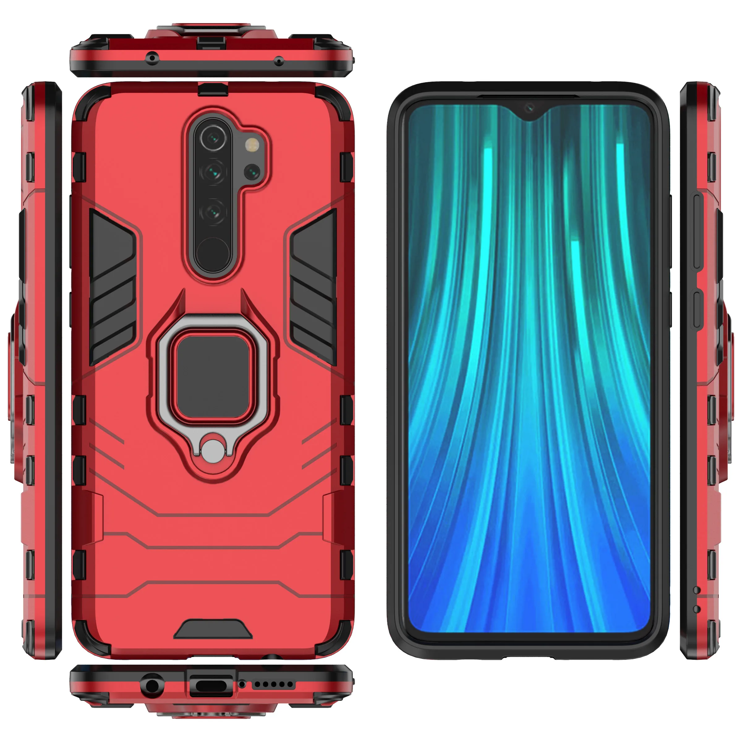 Для Xiaomi Redmi Note 8 Pro Чехол автомобильный Магнитный палец кольцо держатель чехол Гибридный Силиконовый PC прочный Броня чехол Redmi Note 8Pro 6,53