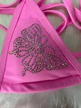 Conjunto de Bikini con diamantes de imitación para mujer, bañador Sexy de mariposa, ropa de playa, traje de baño con Push-Up, ropa de baño 2021