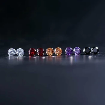 

2020 925 Sterling Silver Zircon Diamond Stud Earrings for Women Round CZ Crystal Earring Jewelry Boucle D'oreille