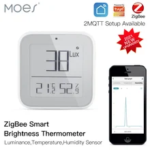 Moes Smart Zigbee Brightness Thermometer Real-time Light Sensitive Temperature and Humidity Detector Sensor with Tuya Smart App