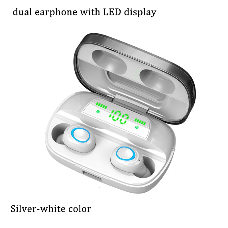 TWS беспроводной Bluetooth наушники беспроводные наушники светодиодный цифровой дисплей шумоподавление Гарнитура наушники - Цвет: White