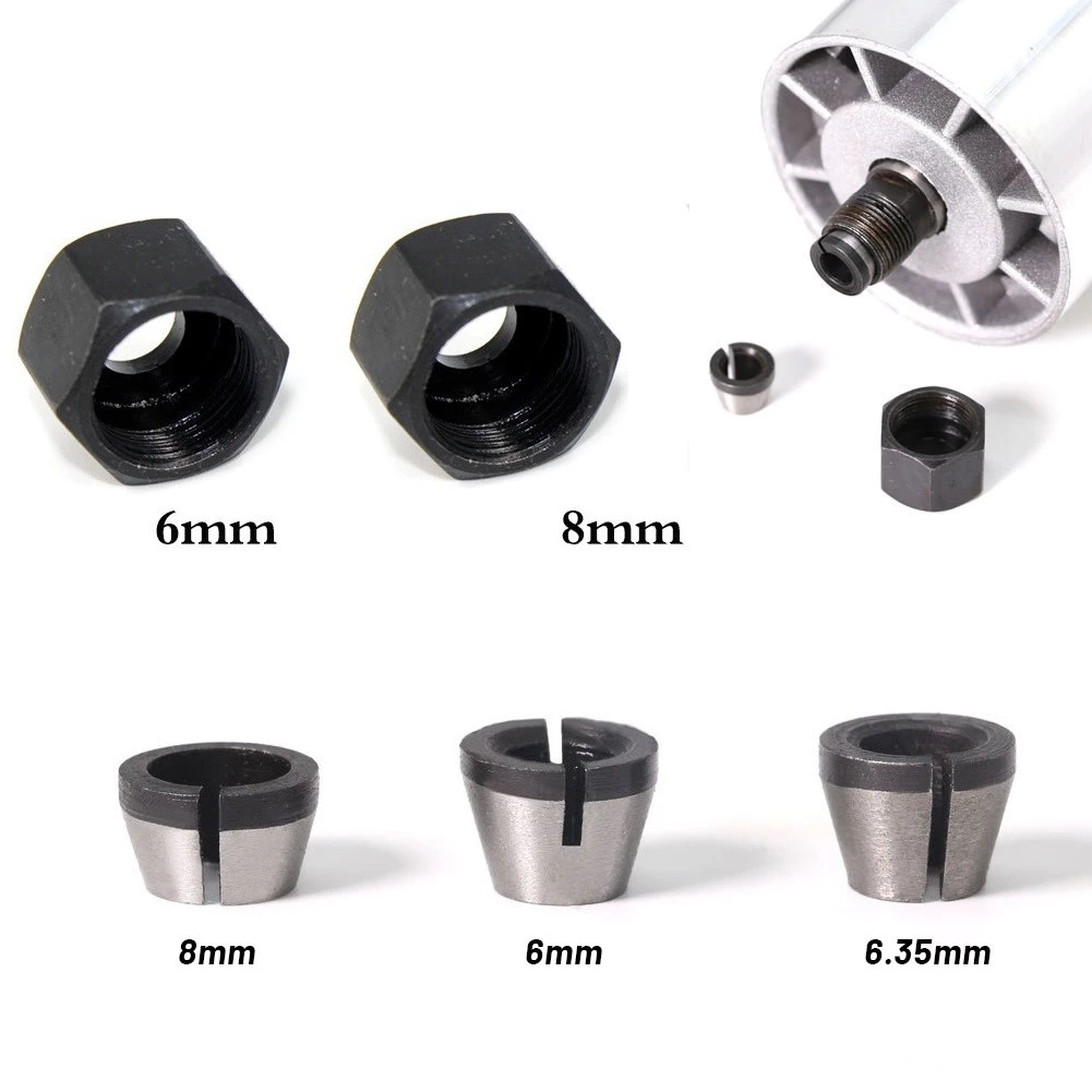 6mm+8mm 1/4 Inch Dia Metal Collet Chuck Router Bit Parts For Trimmer Tool 6mm+8mm 1/4 Inch Dia Metal Collet Chuck Router Bit Parts For Trimmer Tool