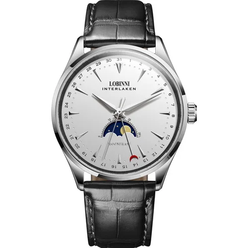 Часы Moonphase, Мужские автоматические часы LOBINNI, люксовый бренд, водонепроницаемые мужские нарядные механические наручные часы reloj hombre - Цвет: men watch p3