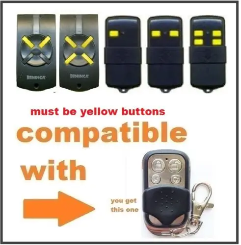 

BENINCA LOT1W, LOT2W, LOT2WMS Universal remote control replacement clone duplicator Fixed code 433.92MHz