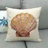 Home Decor Cushion Cover 45x45cm Ocean Style Sofa Seat Decoration Throw Pillowcase Conch Shell Printed Square Linen Pillow Cover 4