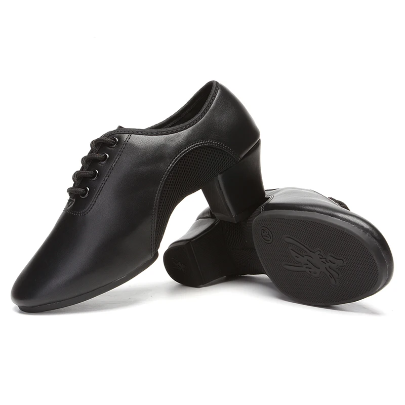SWDZM Latin Dance Shoes Men Modern Tango Salsa Leather Ballroom Shoes Square Heels Adults Children Boys Party Dance Shoes sport 6