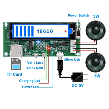 

2*3W PAM8403 Mini Power Audio Stereo dual channels Amplifier USB DC 5V TF Card DIY Speaker Rechargeable 18650 Battery Amp
