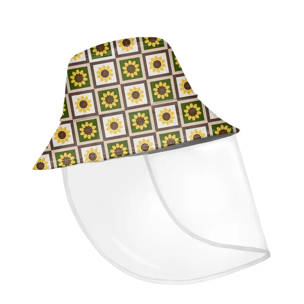 

NOISYDESIGNS Detachable Fisherman Women Bucket Hats With Shield Sunflowers Pattern Caps Anti Droplet Spitting Protective Hat