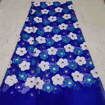

(5yards/pc) very beautiful African French net lace fabric with lovely sequins embroidered flowers for party dress FHS024