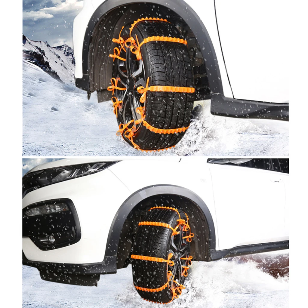 Car Snow Chains, Anti-slip Tire Cable Tire Chain for Most Cars, Pickups, and SUVs - Set of 30Pcs, Orange
