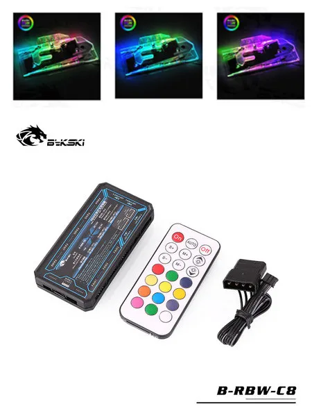 Bykski полный охват RGB/A-RGB GPU водного блока для красочных iGame RTX 2070 Ultra OC видеокарты N-IG2070U-X - Цвет лезвия: Black 5V Controller