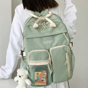 

DCIMOR Large Capacity Double-deck Waterproof Nylon Women Backpack Multi-pocket Ring Buckle Portable College Girl's Schoolbag New