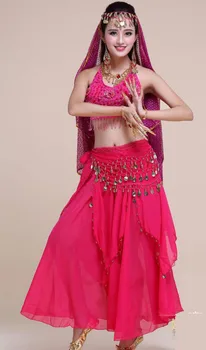 

Adult Indian Belly Dancing Costume Egypt Belly Dance Costume Clothes Skirt New 4pcs/Set Trousers + Jacket + Waist Chain + Veil