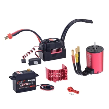 

3100KV 4P Brushless Motor 45A ESC 6KG Sreering Gear Swing Arm Heatsink Combo 1/10 RC Racing Car Off-Road Parts