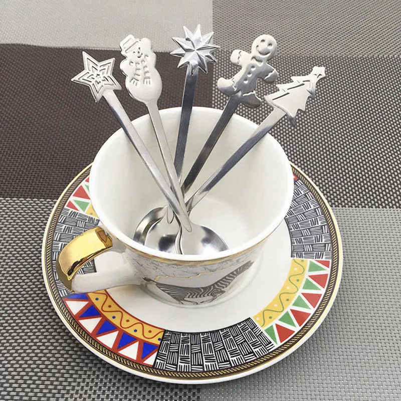 Креативная новинка хит продаж 4 шт. Рождественская кофейная нержавеющая сталь