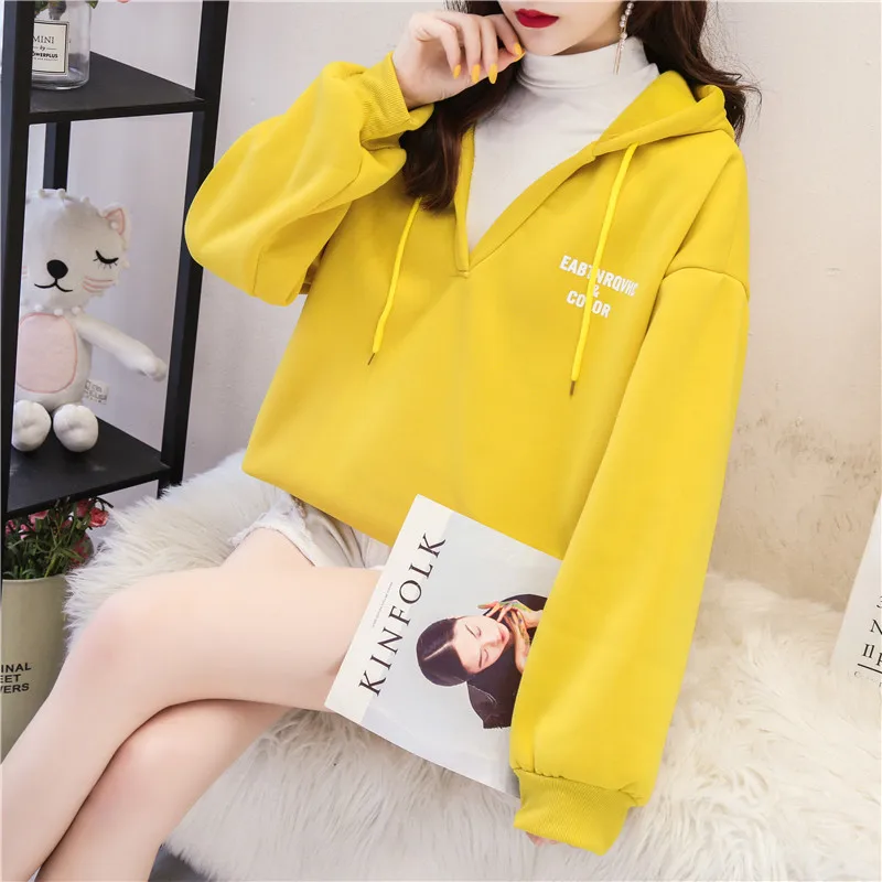 Kpop новые поддельные из двух частей Harajuku толстовки женские негабаритные пальто осень зима плюс бархат толстый печати Толстовка Топ уличная