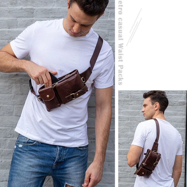 Men's Leather Waist Pack Belt Bag  Leather waist pack, Waist bag leather,  Mens waist bag