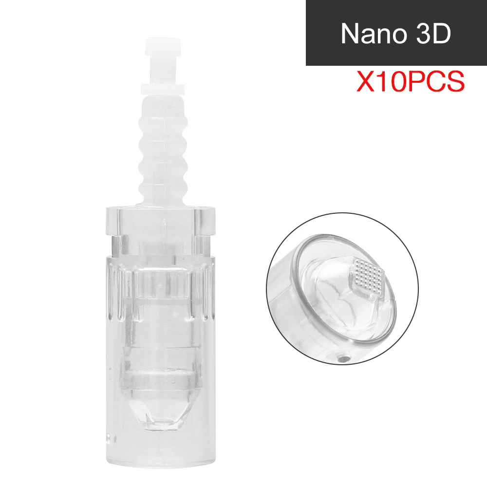3D Nano 10PCS Dr. микро иглы N2 массажер терапия Дерма красота машина прокатки лица для ручка инструмент лицо Электрический - Цвет: 3D Nano 10PCS