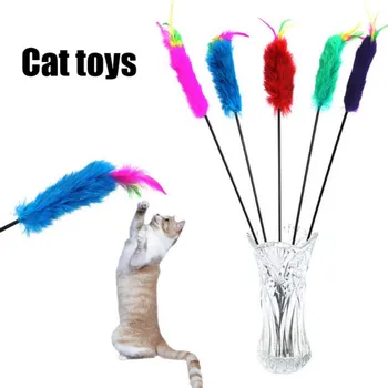 

Plastic Long Rod Funny Cat Stick Kitten Interactive Stick Funny Cat Rod Dyed Rabbit Hair Stick Toy Pet Supplies Cat Accessory &