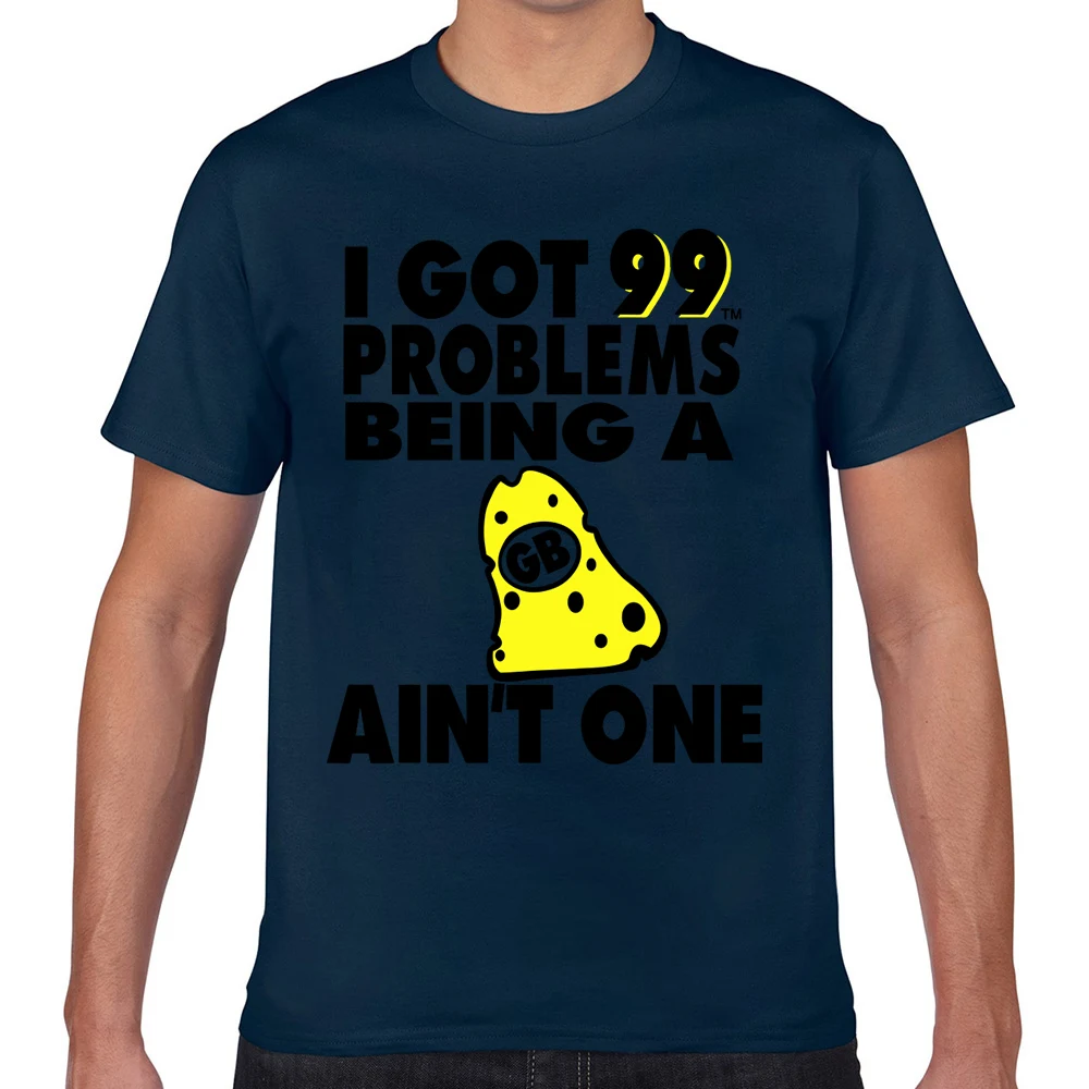Мужская футболка с надписью i got 99 problems being a gb cheesehead aint one Hip Hop белая короткая