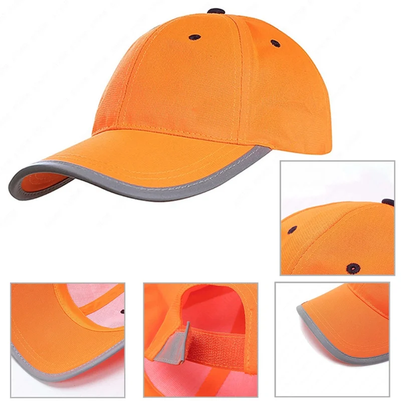 Высокая видимость Светоотражающая бейсбольная кепка Защитная шляпа трикотажная ткань открытый рабочий шлем безопасности шляпа