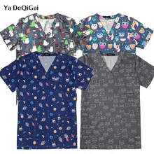 Больничная медсестра скраб топы высокого качества медицинская мультяшная Униформа хирургический стоматолог клиника аптека домашнее животное доктор красота униформа для салона