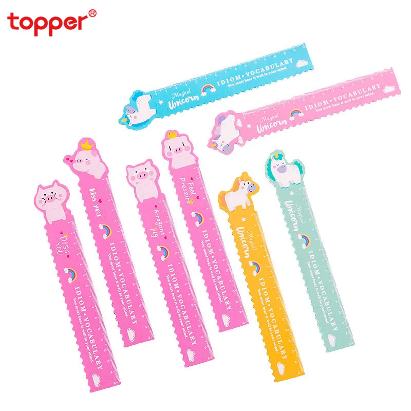 

1pc cute unicorn soft ruler 15cm cartoon pig ruler magnetic ruler for students measuring tool school office supplies stationery