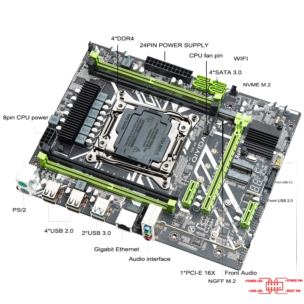Placa base X99 H9 con Xeon, memoria ECC REG, E5 2640, V3, LGA2011-3, 2640V3, CPU, 16 GB, kit de 2 x 8 GB, 2666 MHz, DDR4 - Imagen 4